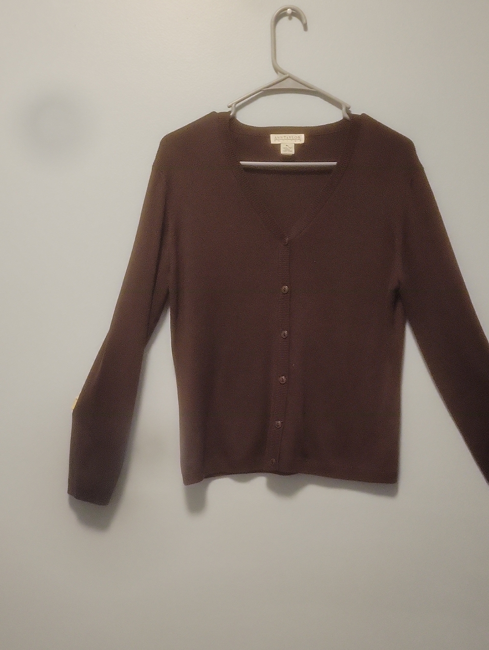 Vintage Silk Ann Taylor Brown V-Neck Button Cardigan Sweater